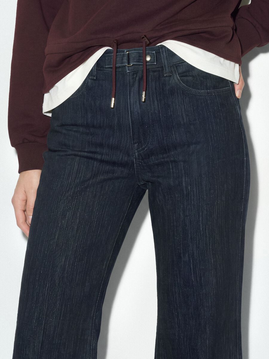 Jeans denim blu bootcut in cotone elasticizzato_2