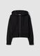Black full-zip fitted cotton-blend hoodie_4