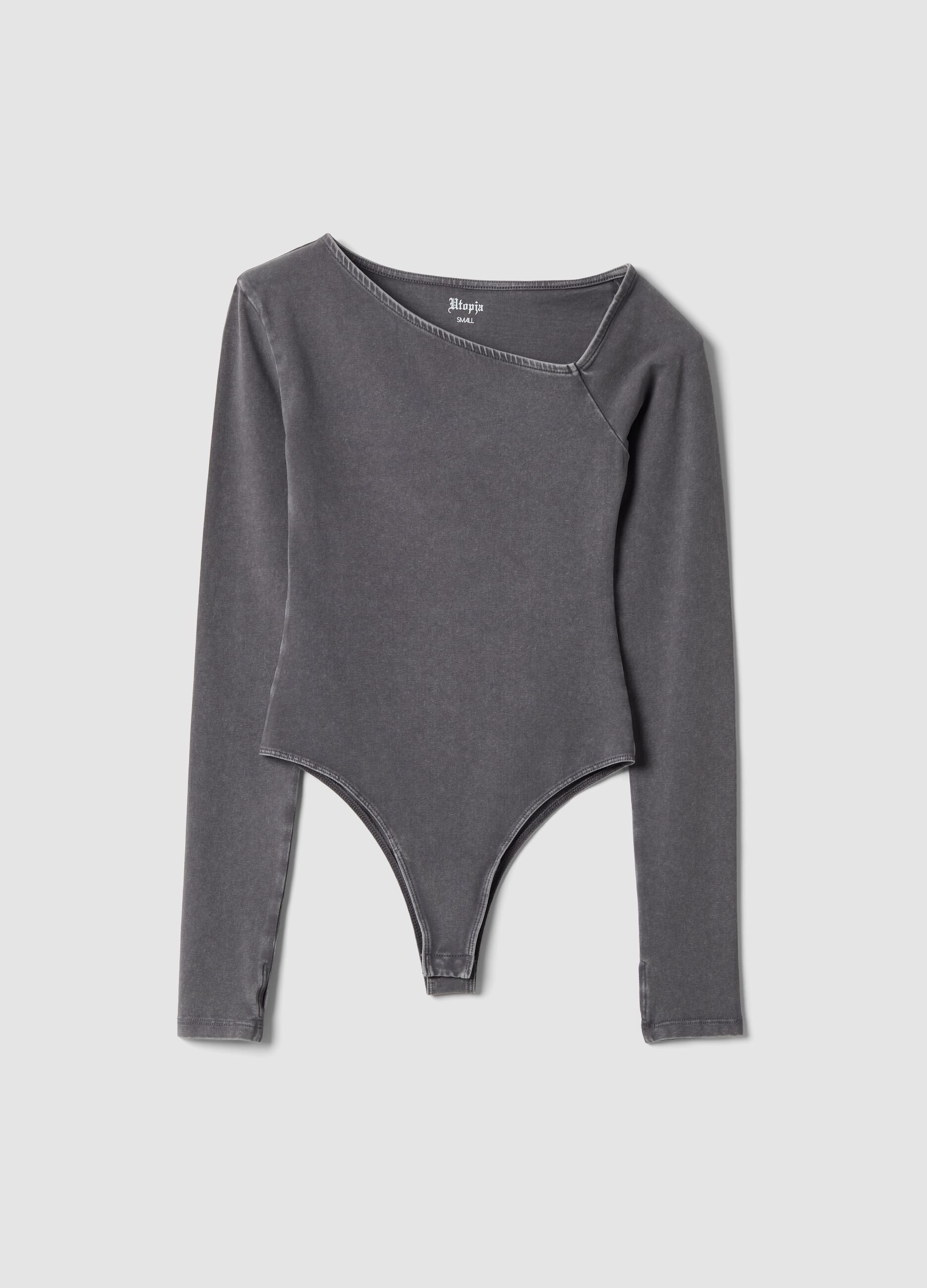 Asymmetrical Bodysuit Washed Grey