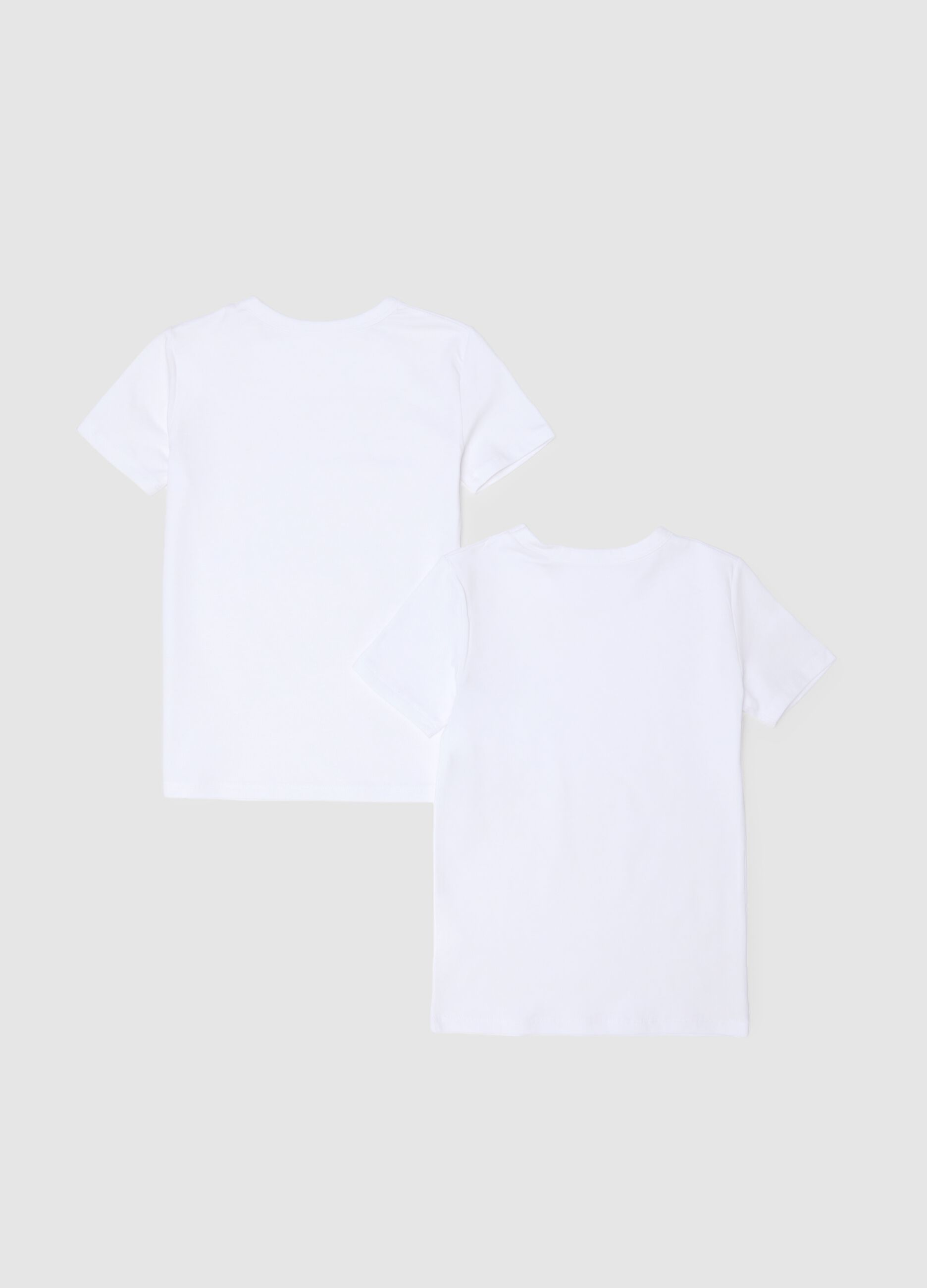 Two-pack white stretch cotton t-shirt for kids regular fit
