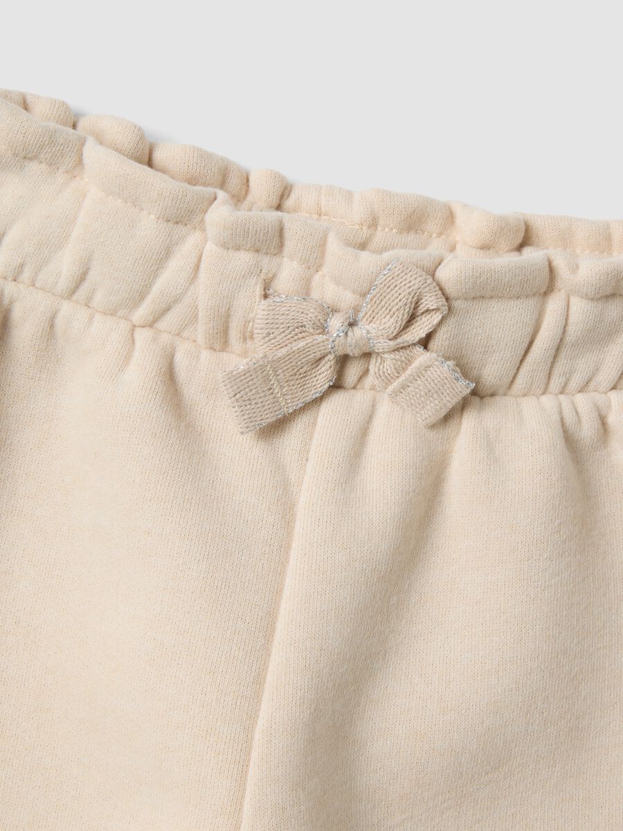 Beige wide-leg cotton-blend trousers_2