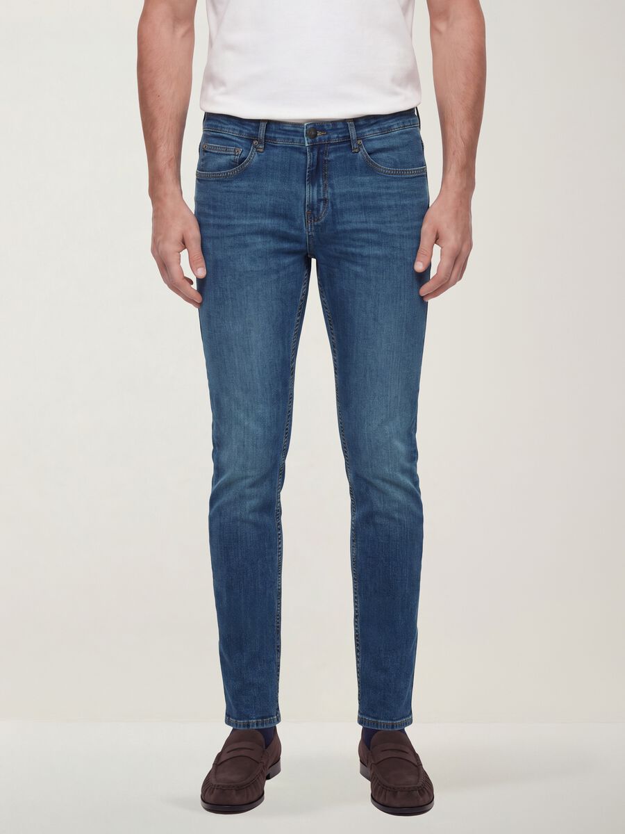 Blue skinny stretch-cotton jeans_1
