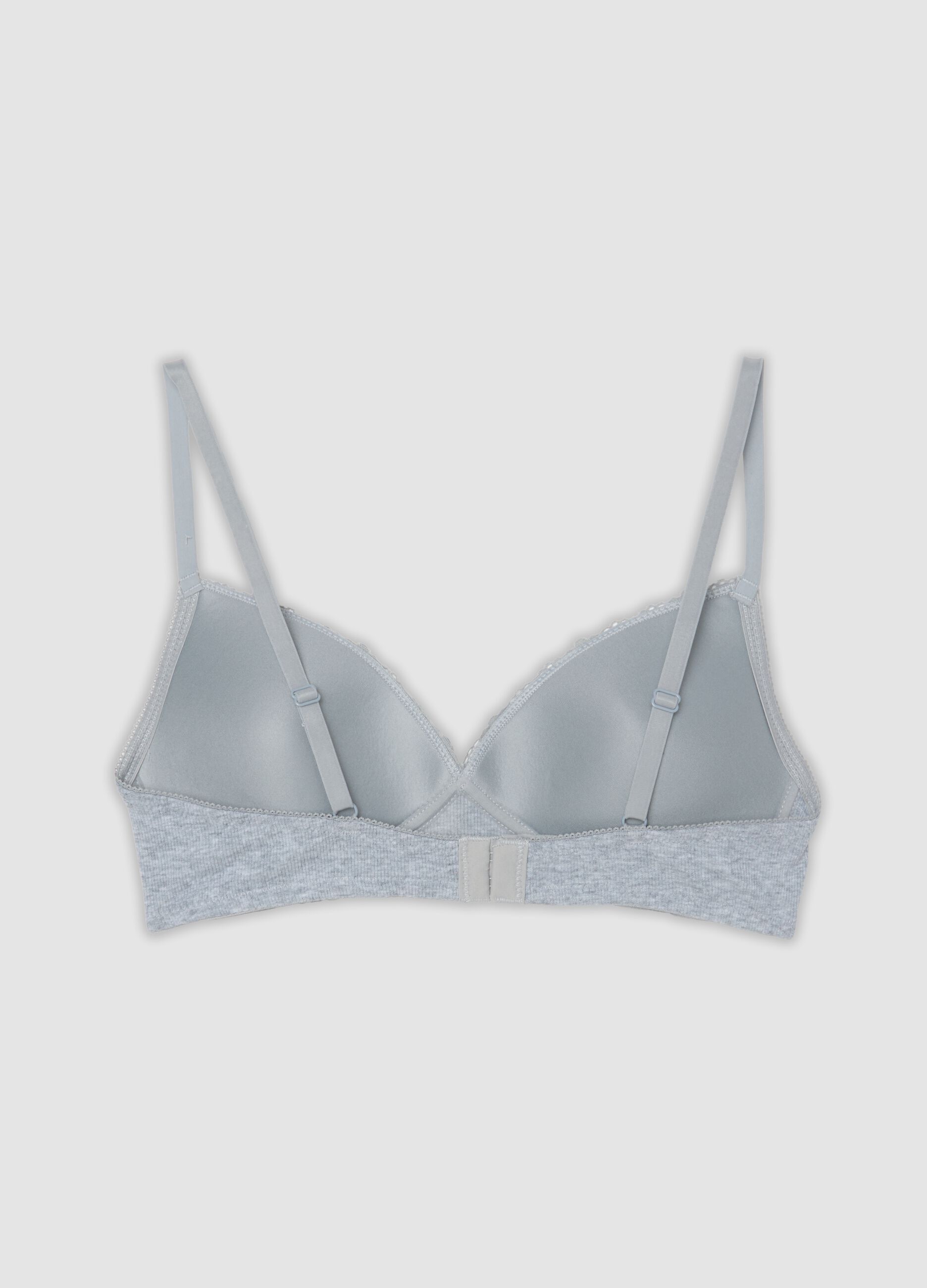 Grey padded bra in stretch organic cotton