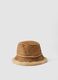 Brown genuine leather hat with shearling-effect trim_0
