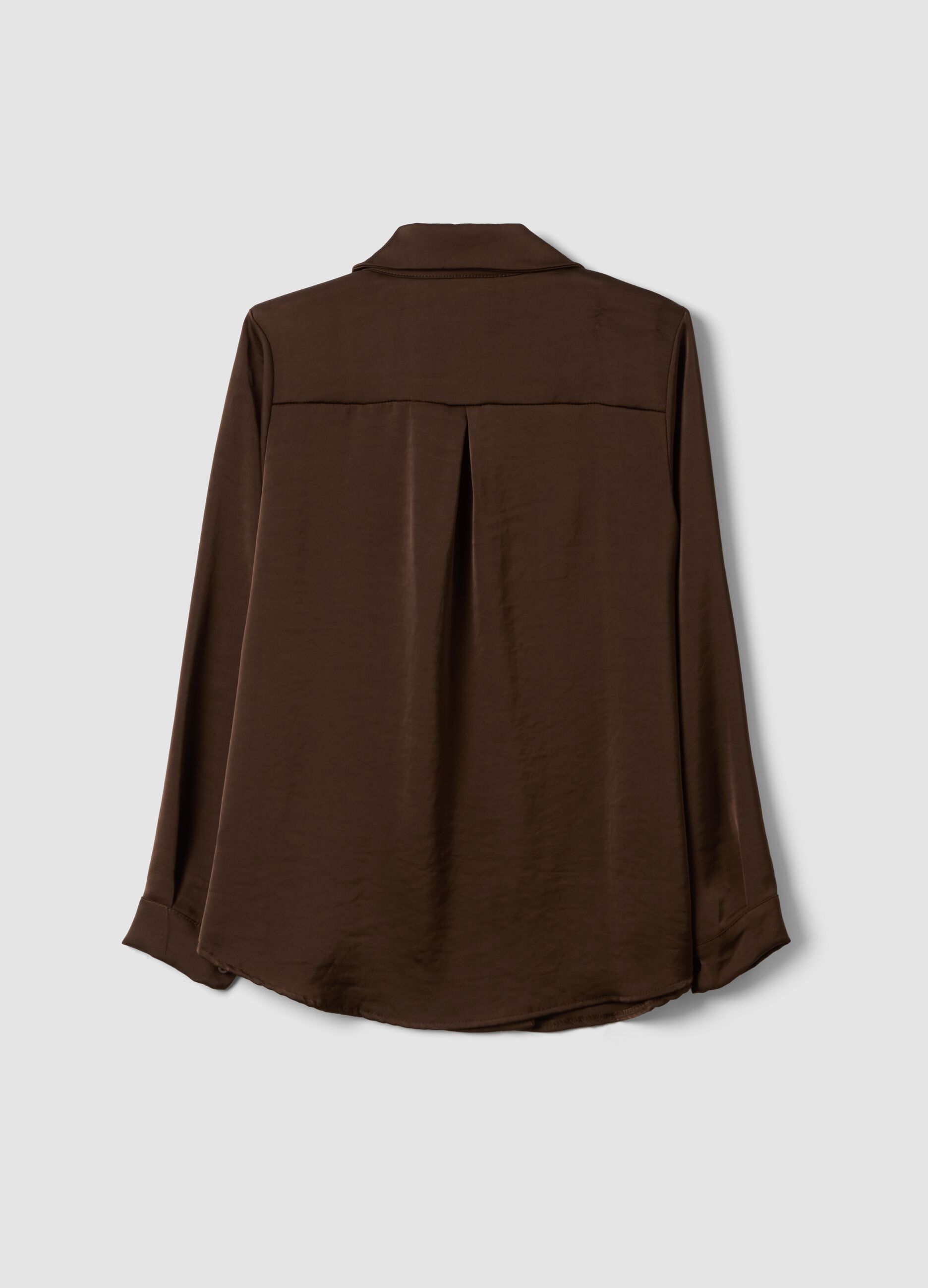 Brown regular-fit shirt with classic collar