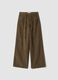 Pantaloni marroni in puro cotone a coste wide leg_0