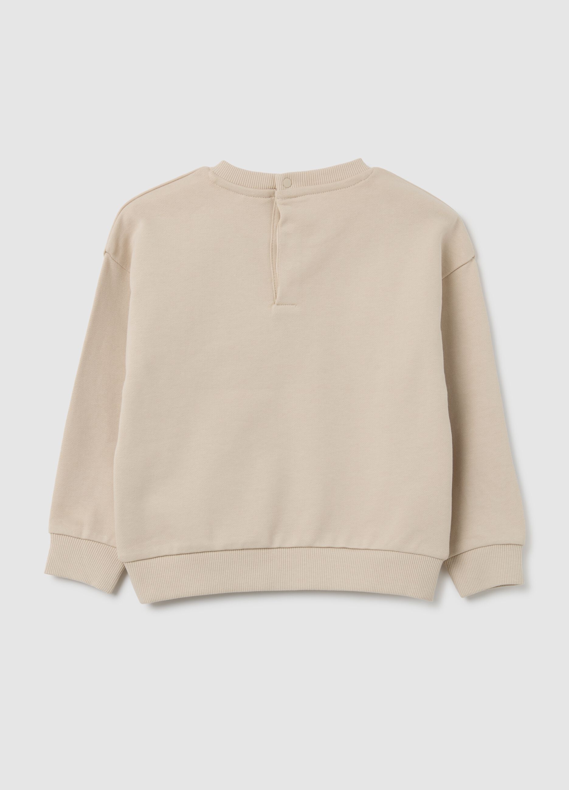 Beige pure cotton children's sweatshirt with Stitch print