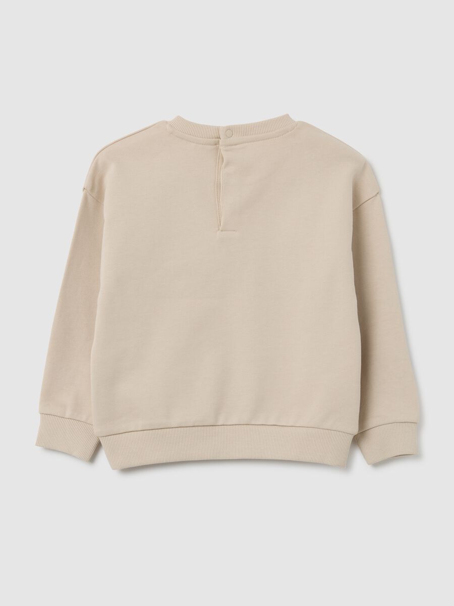 Beige pure cotton children's sweatshirt with Stitch print_1