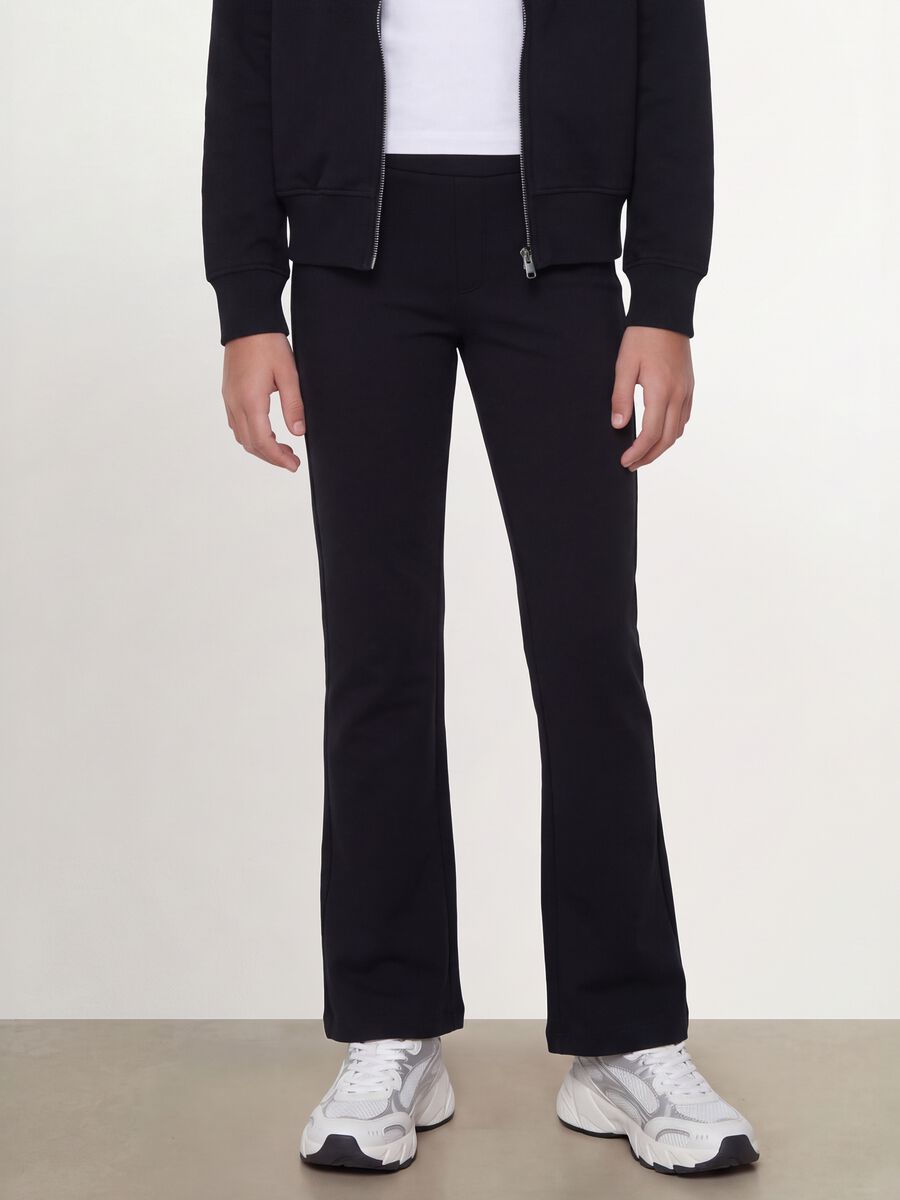 Girls' black slim-fit stretch organic cotton trousers_1