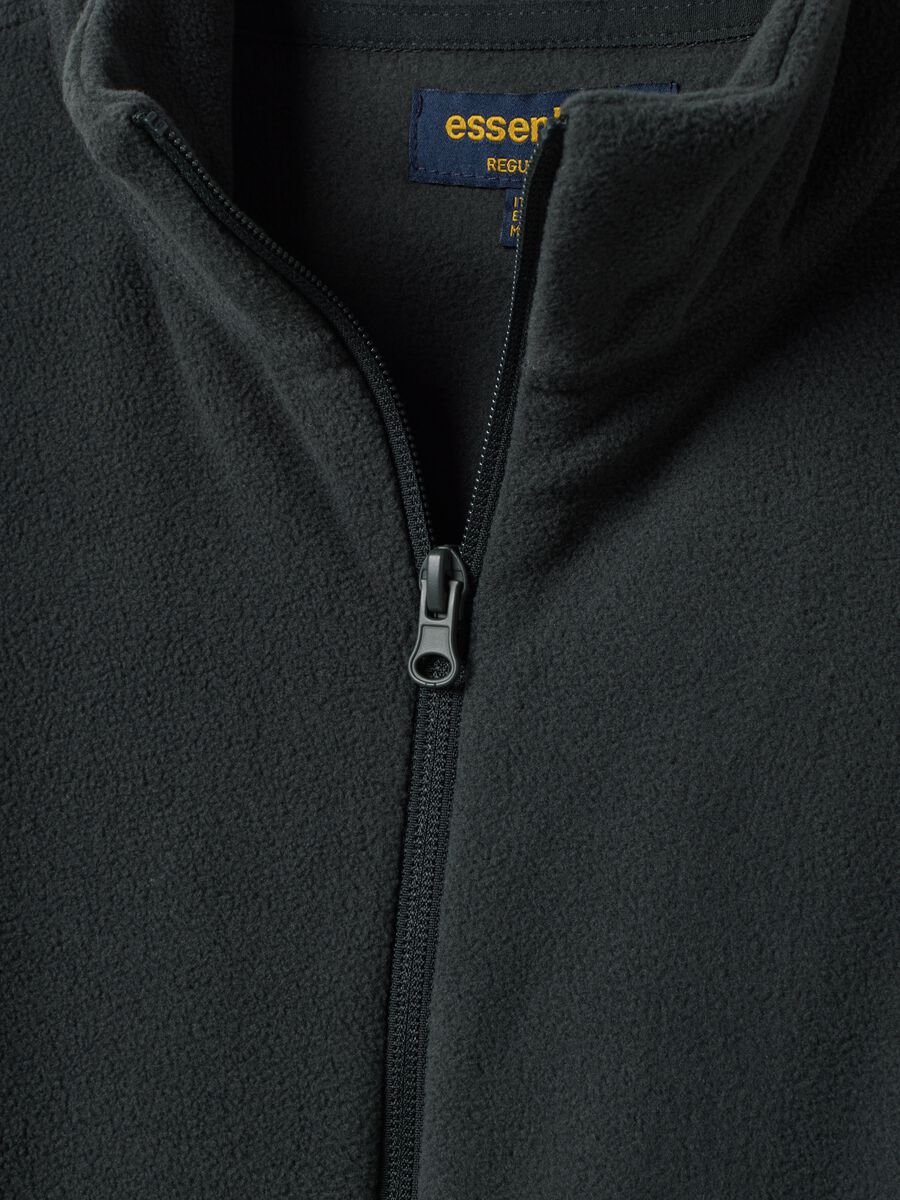 Grey fleece zip-up sweatshirt with collar, regular fit_1