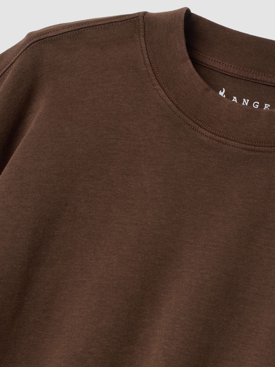 Brown crew-neck pure cotton T-shirt in a boxy fit_5