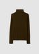 Brown lyocell and stretch wool mock-neck T-shirt, regular fit_2
