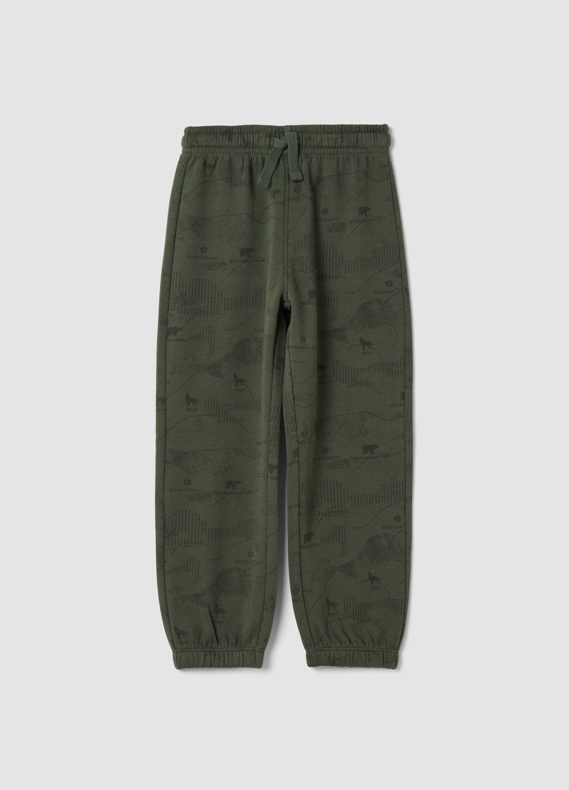 Pantaloni jogger verdi in puro cotone organico over fit