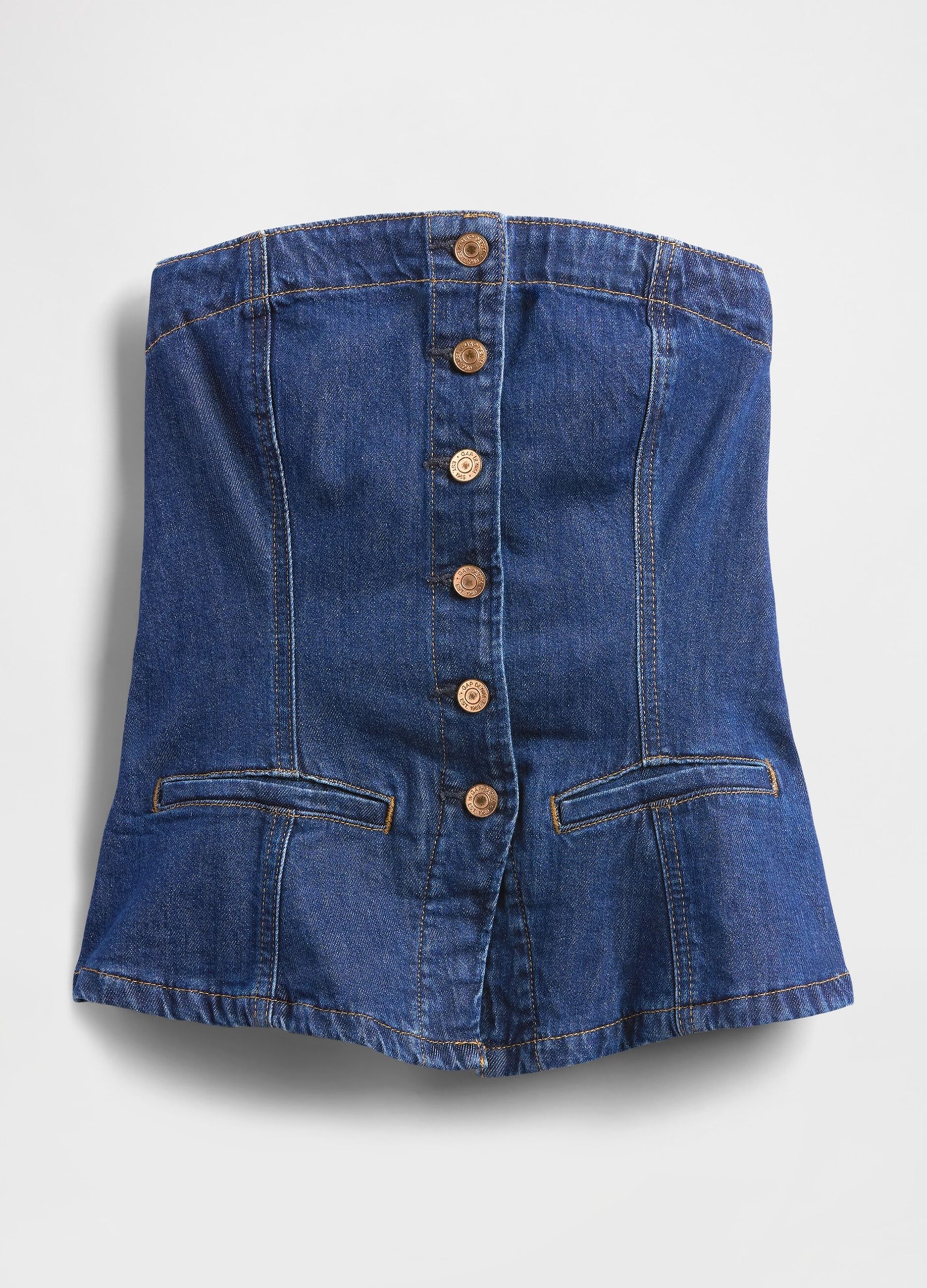 Stretch Denim Waistcoat with Buttons