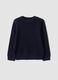 Maglia blu in misto cotone girocollo lavorata a maglia_0