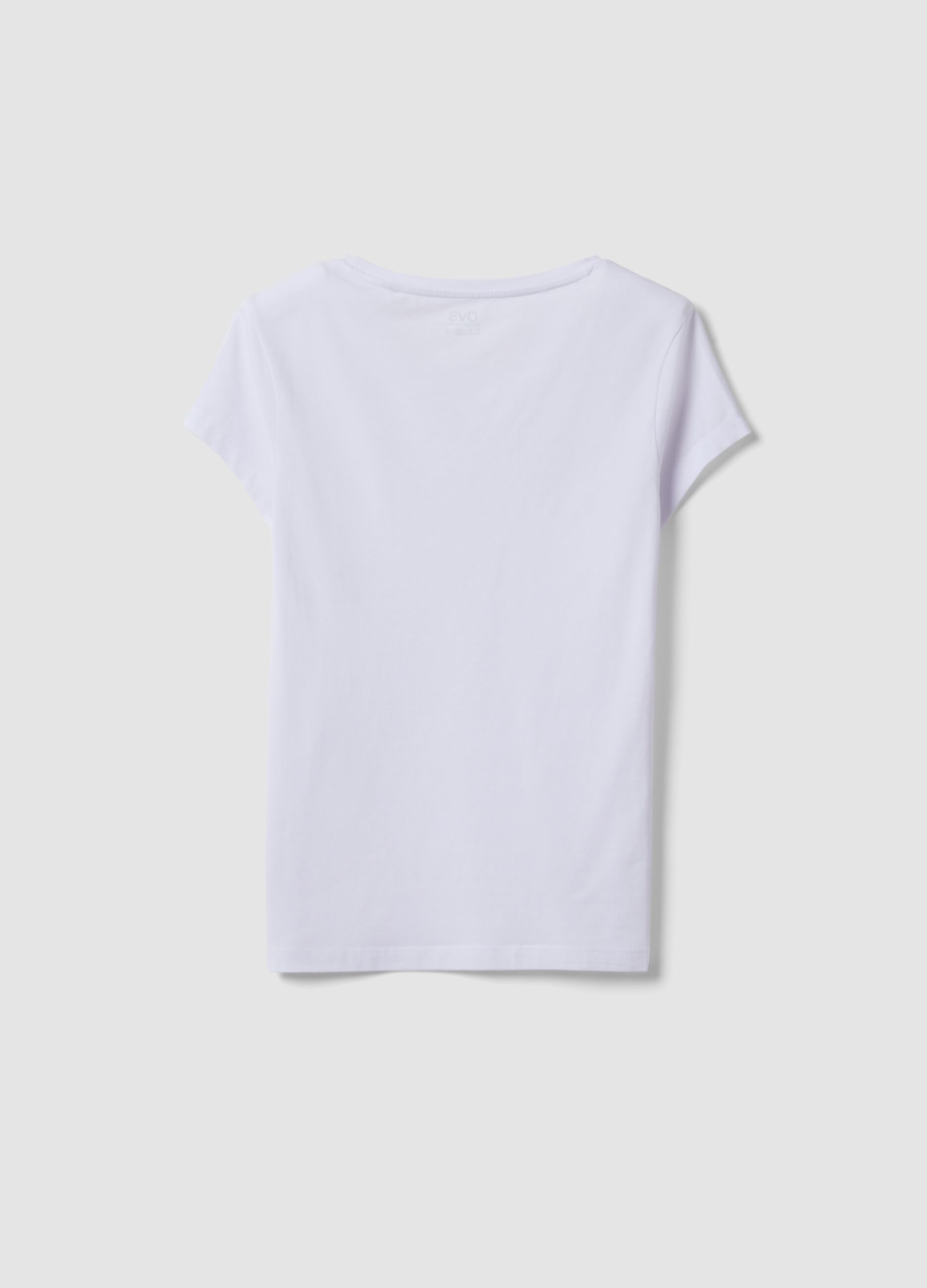 White stretch cotton crew-neck T-shirt, regular fit