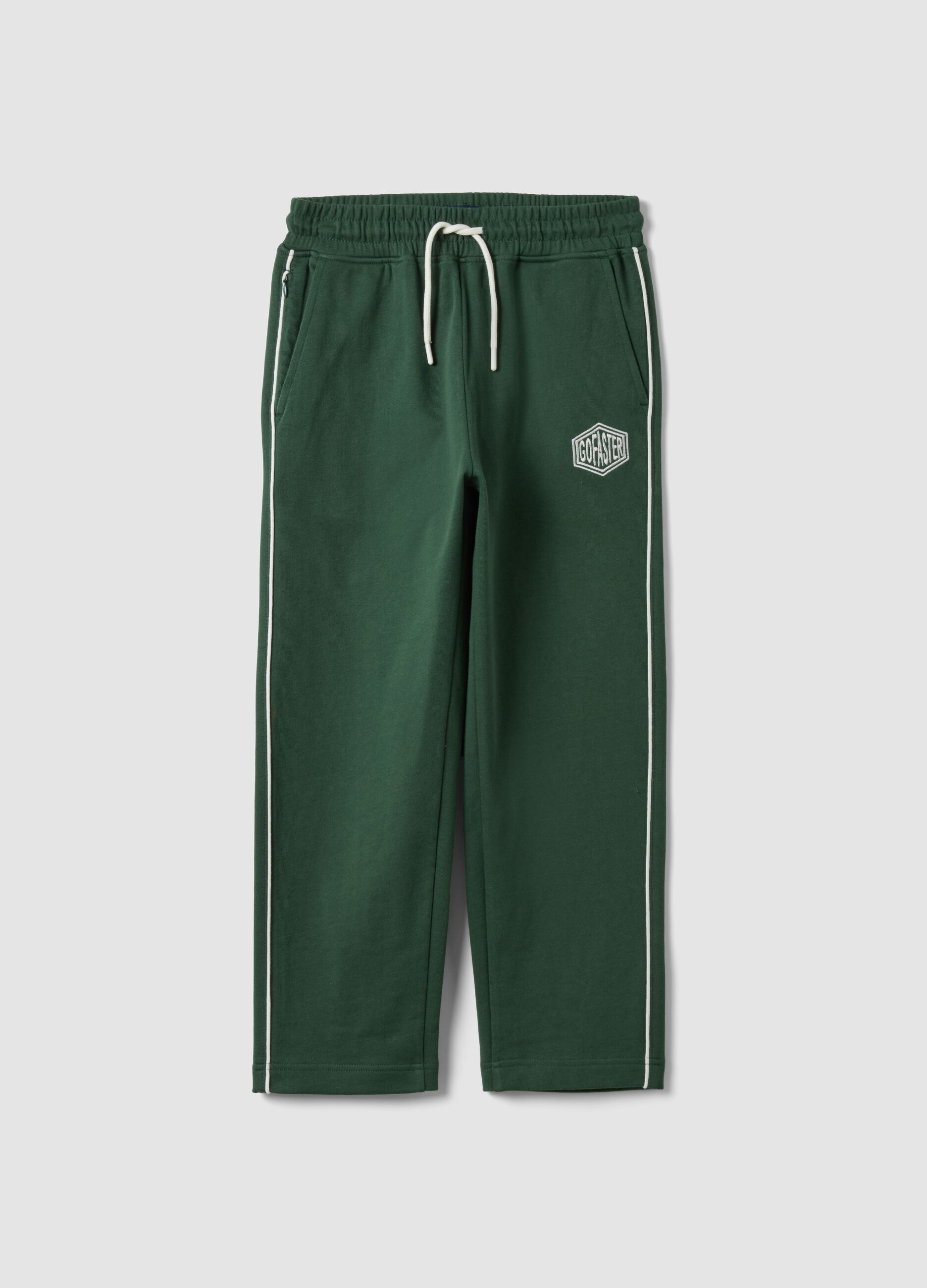 Pantaloni jogger verdi in puro cotone con coulisse
