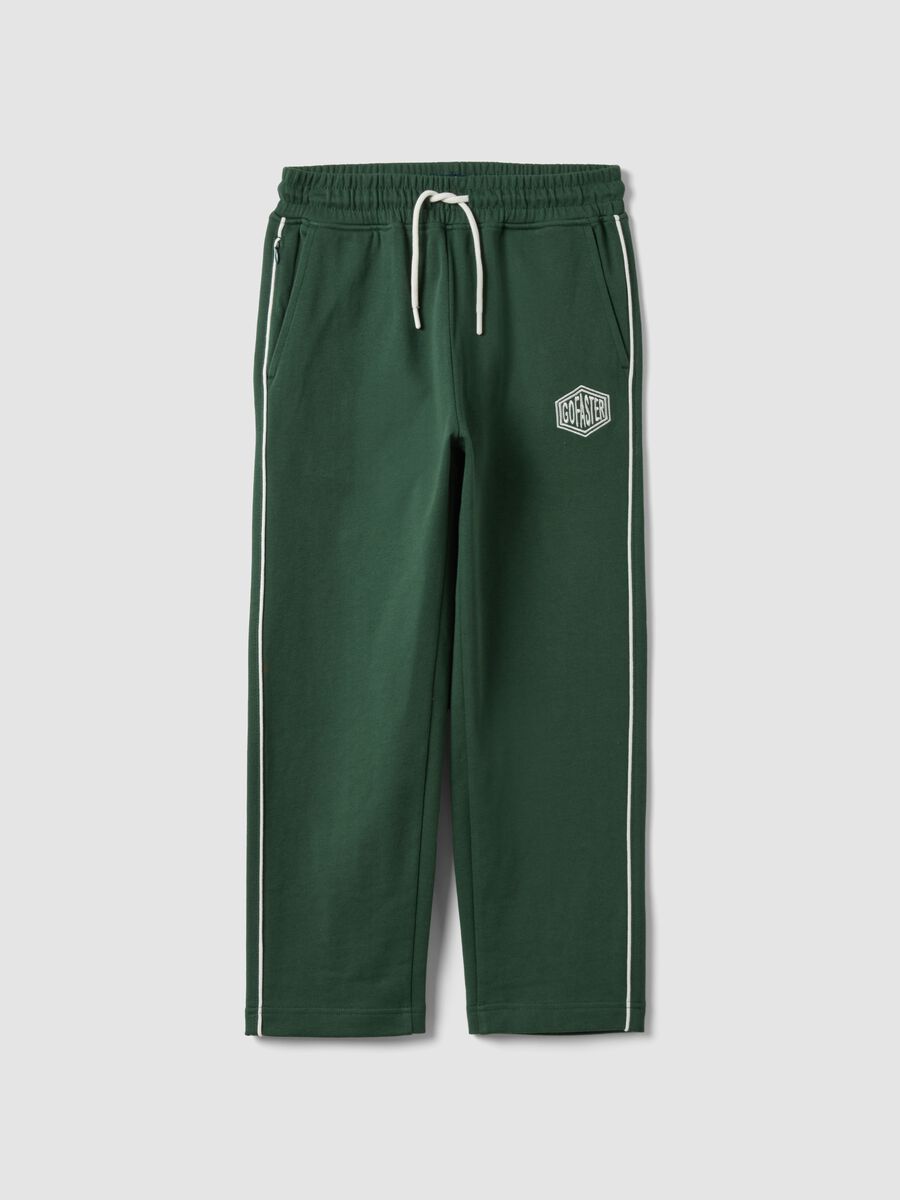 Green pure cotton joggers with drawstring_0