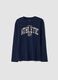 Blue organic cotton crew-neck T-shirt_0