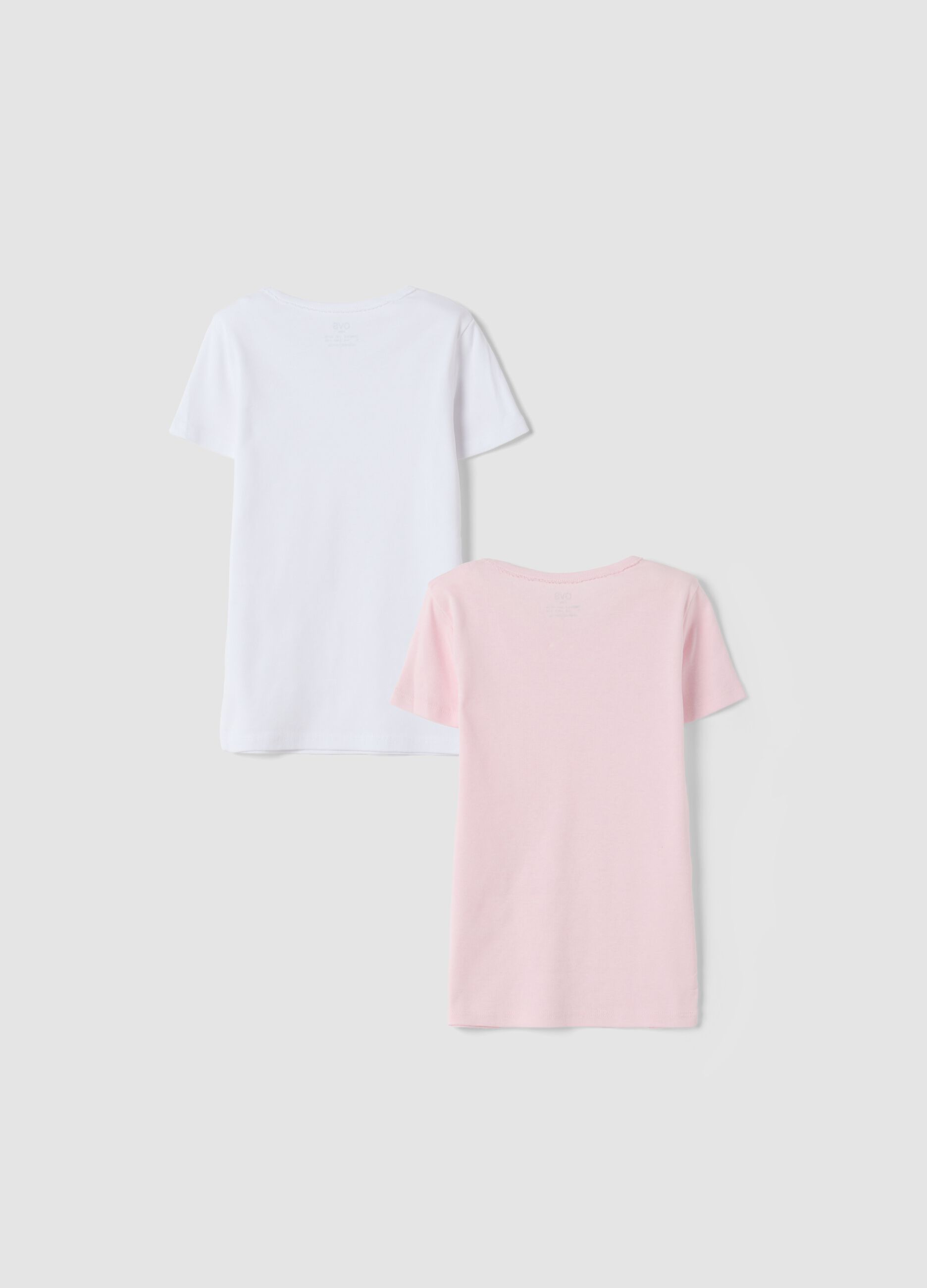 Bipack t-shirt rosa e bianco in puro cotone organico girocollo
