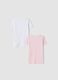 Bipack t-shirt rosa e bianco in puro cotone organico girocollo_1