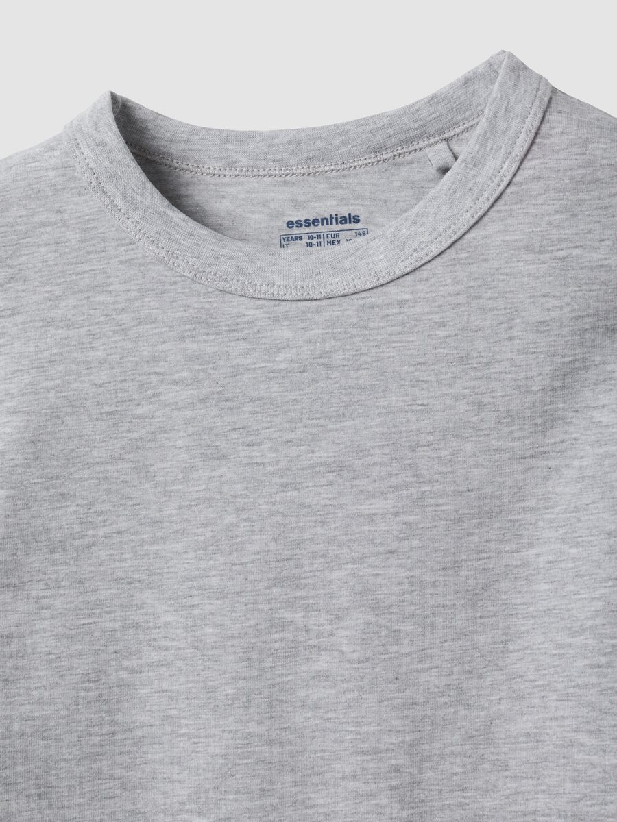 Grey organic cotton and stretch viscose T-shirt with ribbed neckline for girls_6