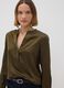 Camicia verde in tessuto elasticizzato con collo coreano_0