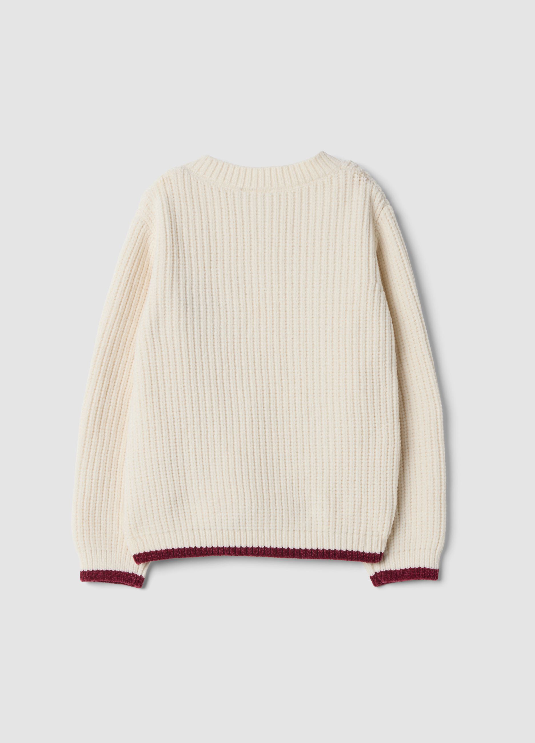 White knitted cardigan with heart embroidery, regular fit