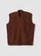 Brown wool-blend gilet with zip_0