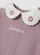 Purple organic cotton baby sleepsuit with crochet collar_2