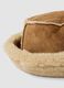 Brown genuine leather hat with shearling-effect trim_2
