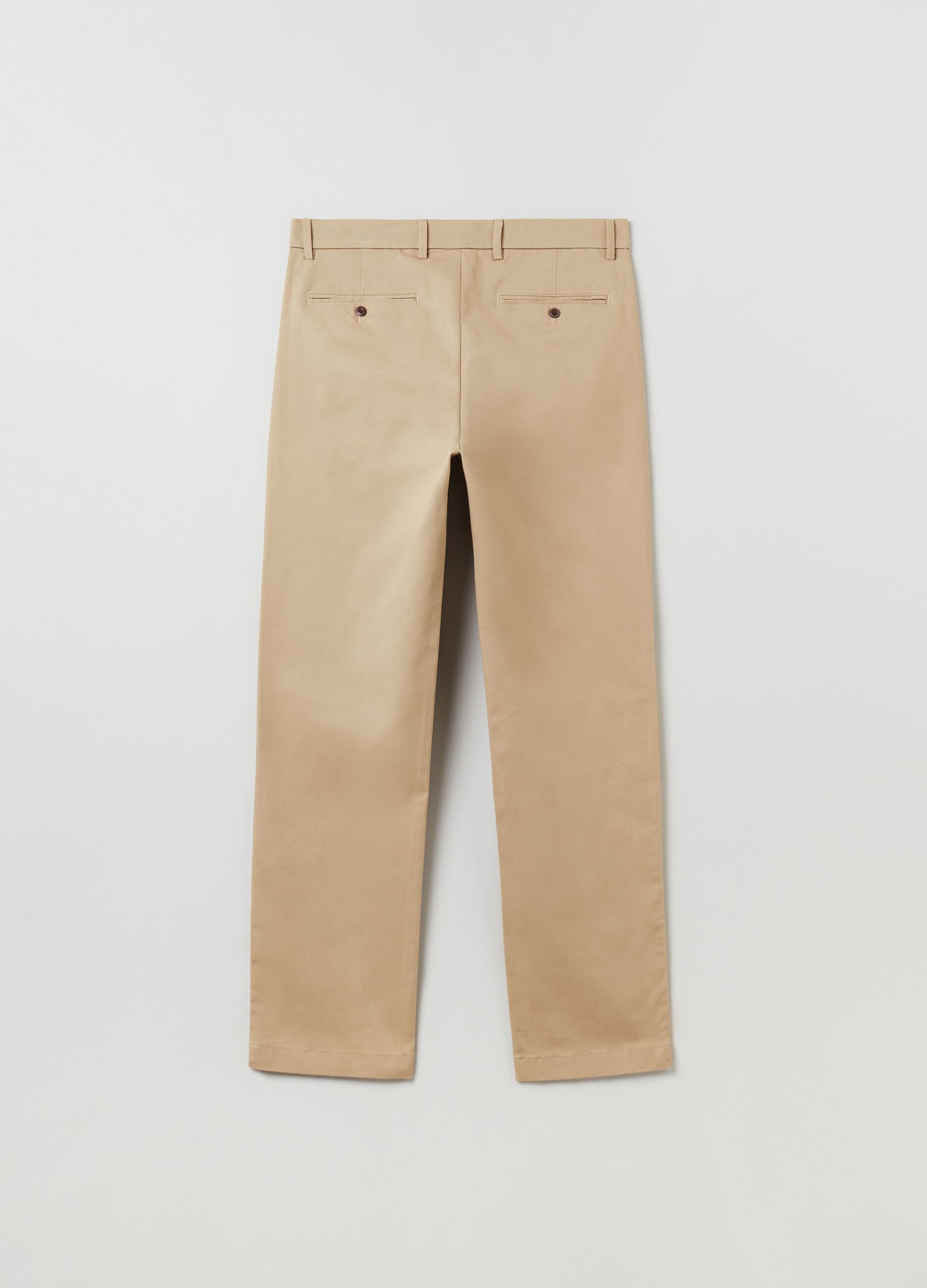Stretch cotton slim fit trousers