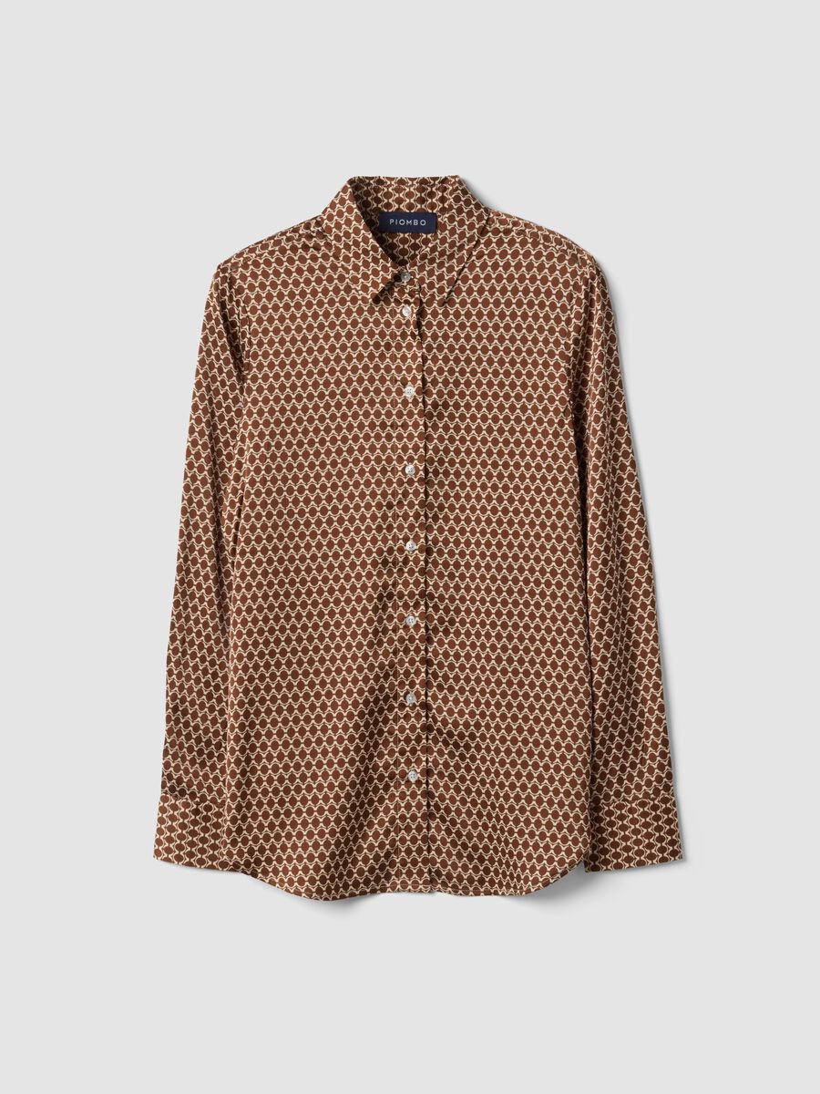 Brown stretch-fabric shirt with regular fit graphic print_4