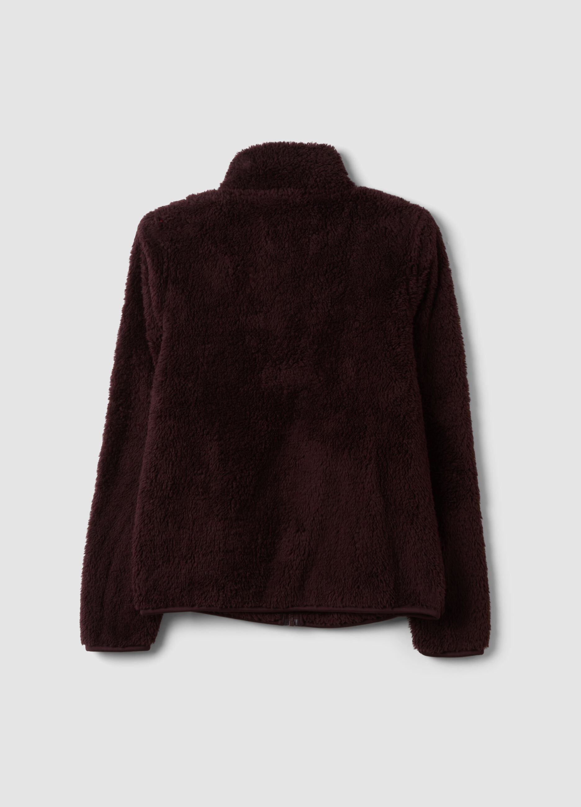 Plum purple crew-neck zip sweatshirt, regular fit
