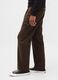 Brown Stretch Wool Blend Trousers_3