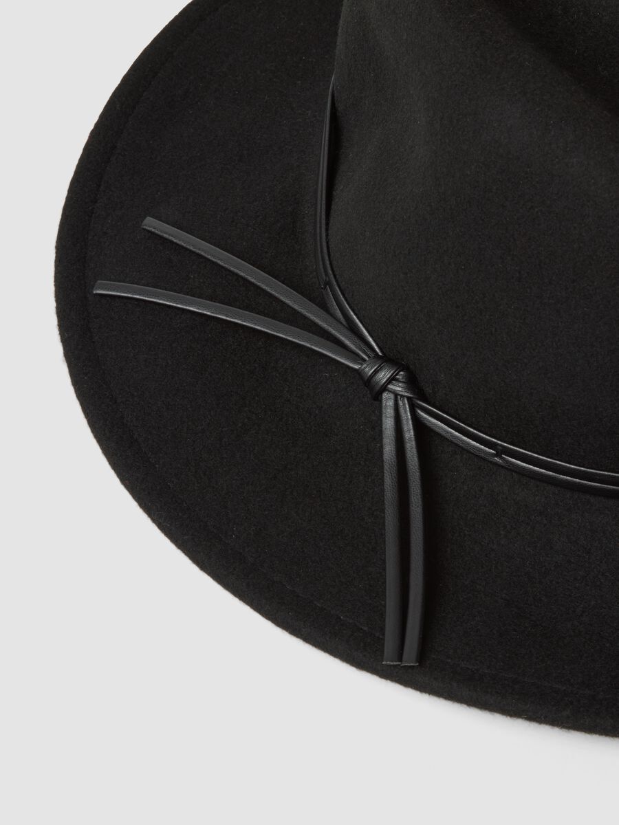 Black pure wool wide-brim hat_2