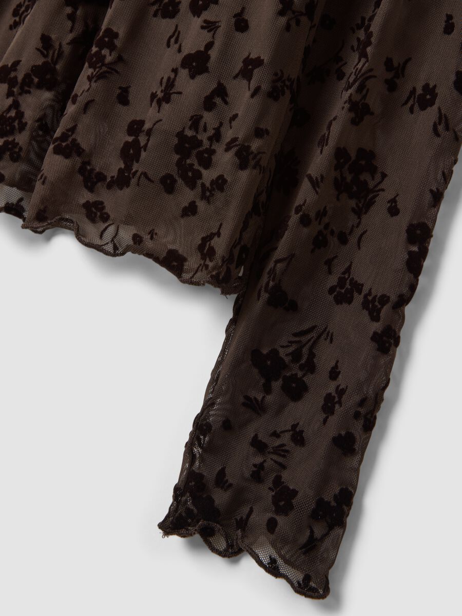 Black stretch floral-pattern T-shirt_5