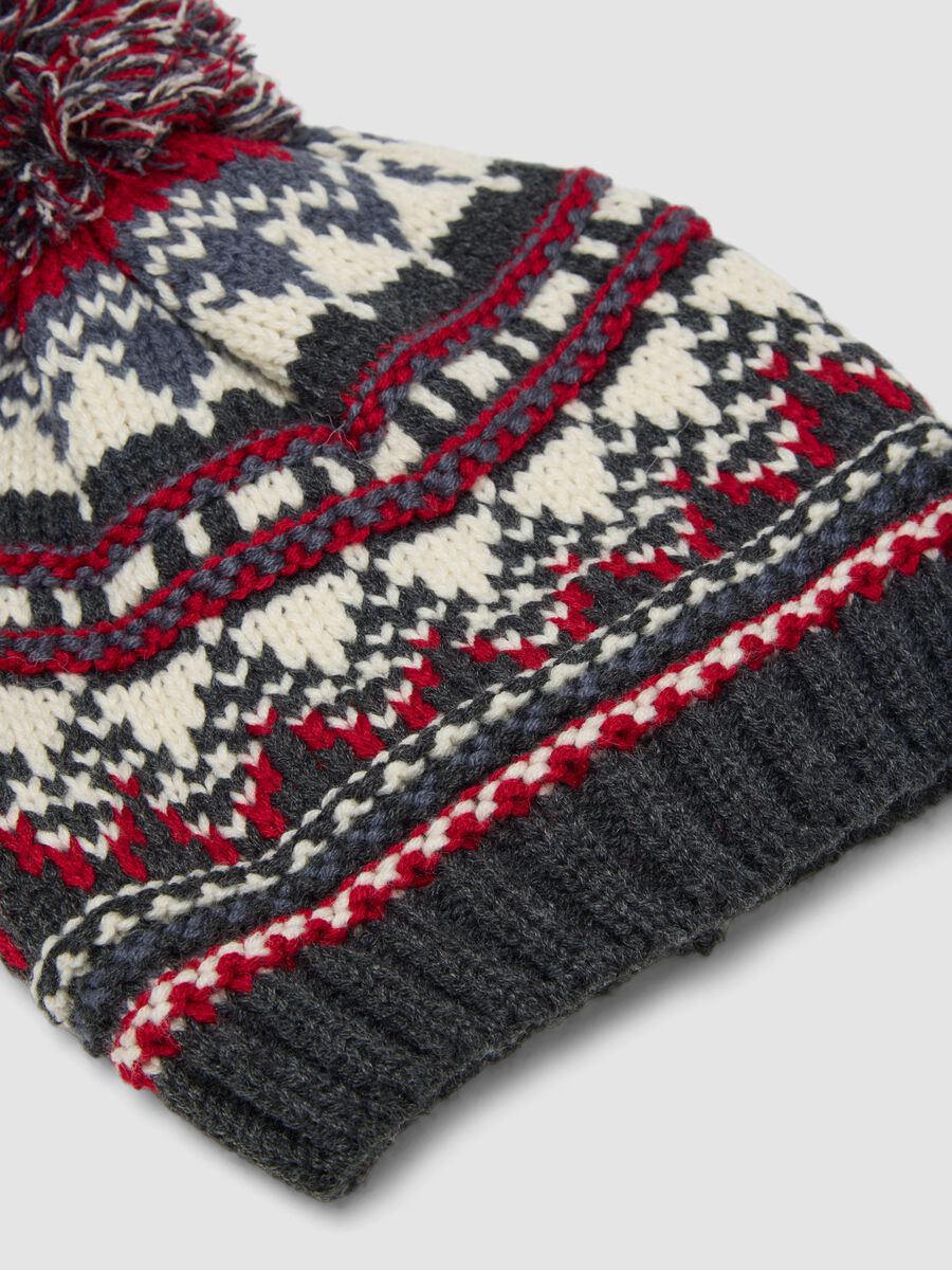Jacquard beanie with pom-pom_1