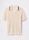 Openwork polo shirt in beige cotton_4