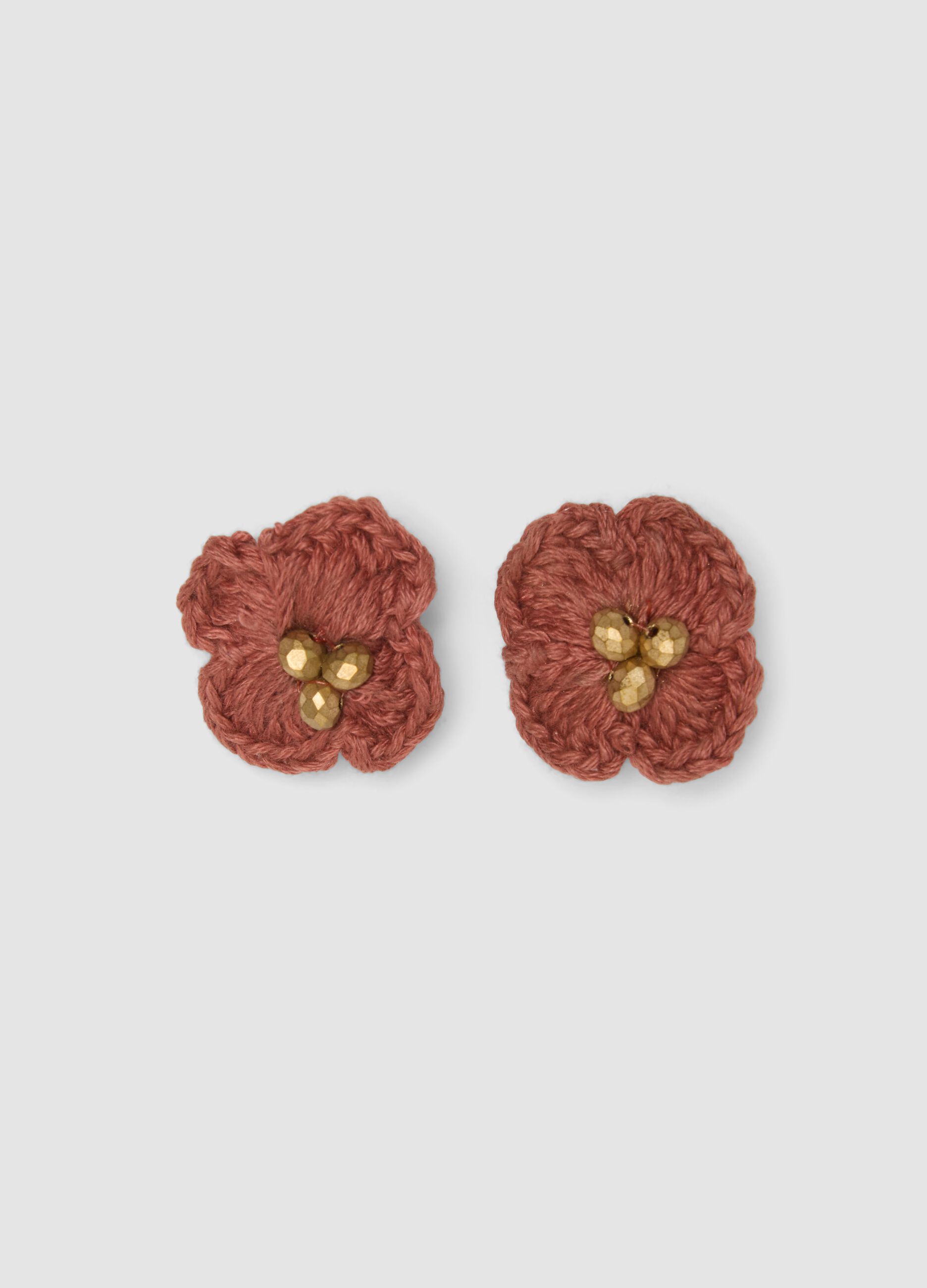 Pink flower earrings in pure cotton
