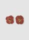 Pink flower earrings in pure cotton_0
