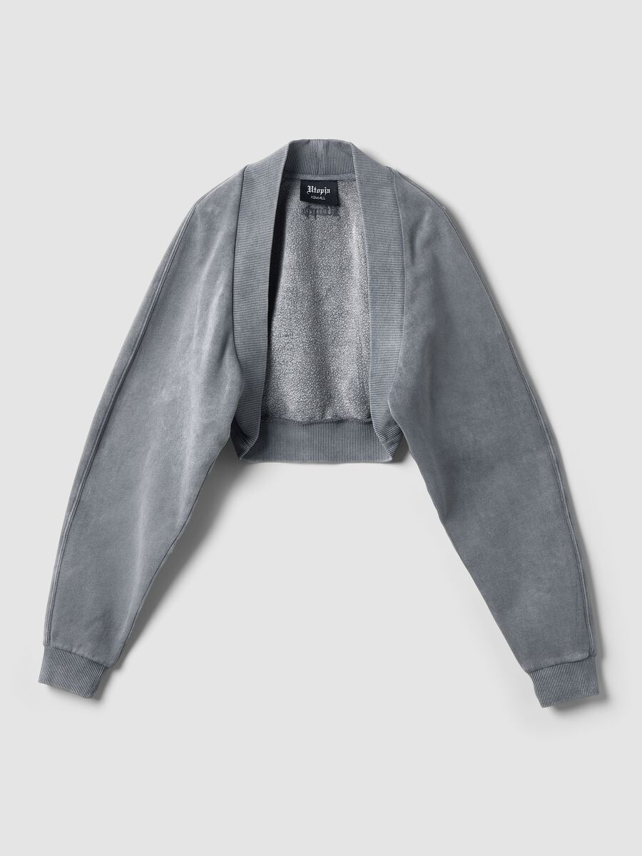 Grey Cropped Shrug Sweatshirt_1