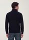 Navy rib-knit zip cardigan with collar, regular fit_3
