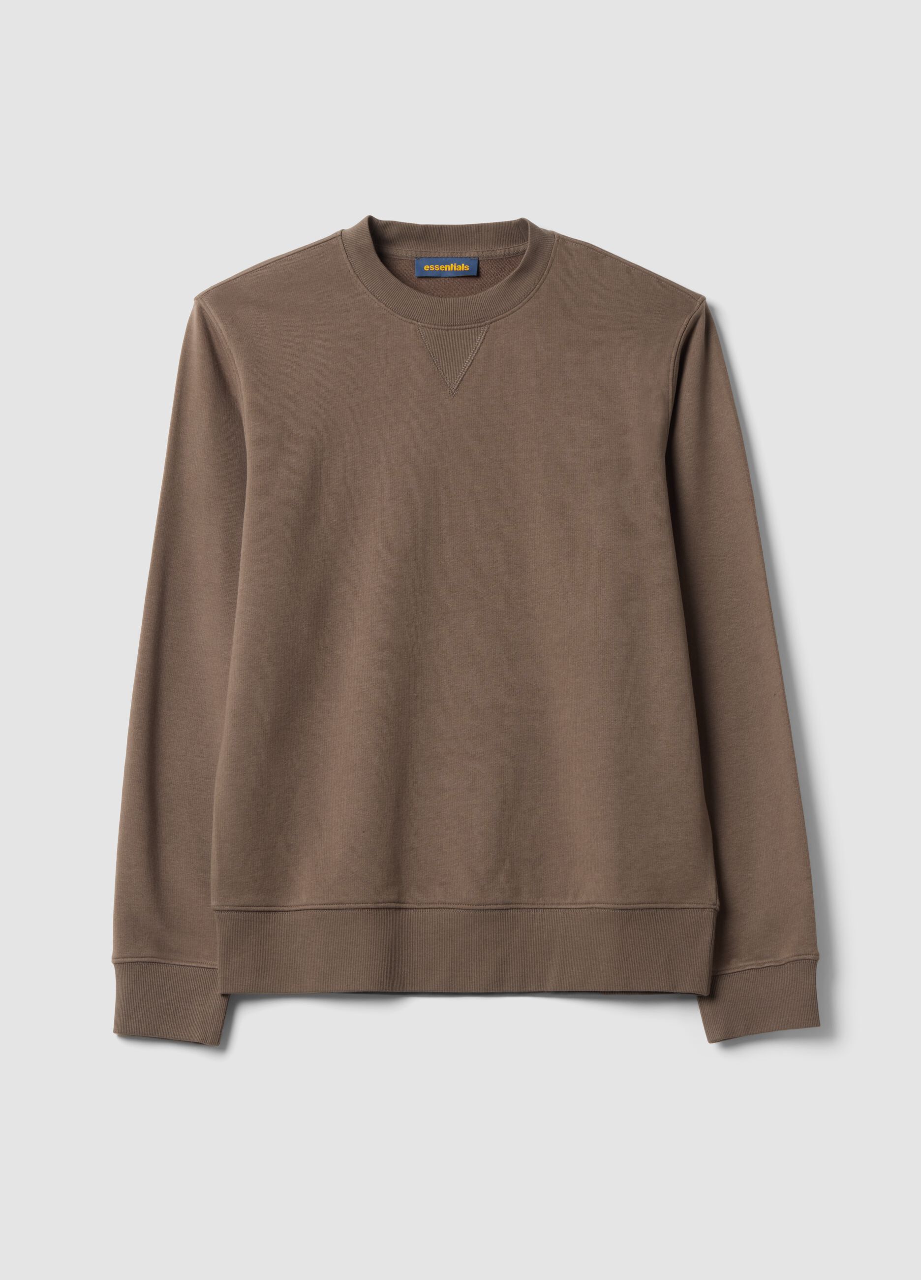 Grey crew neck sweatshirt in cotton blend, regular fit