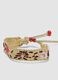 Beige embroidered bracelet with adjustable tie cords_2