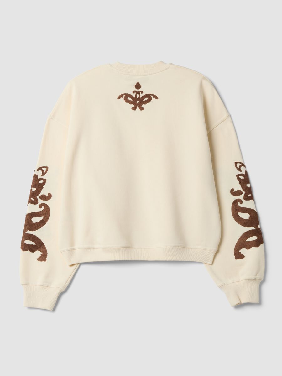 White cotton-blend sweatshirt with embroidery, regular fit_2