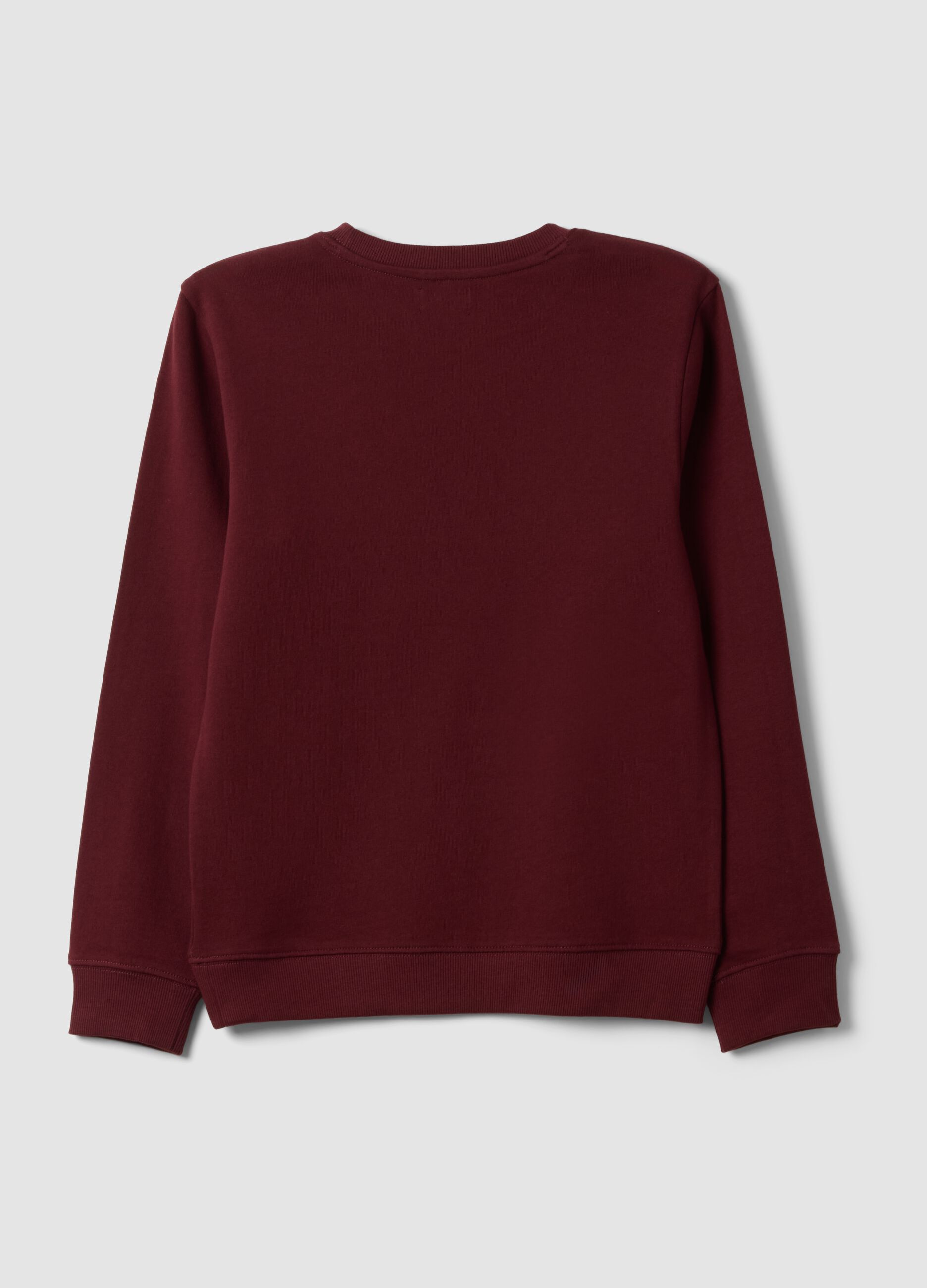 Red pure cotton sweatshirt with crew neck and print
