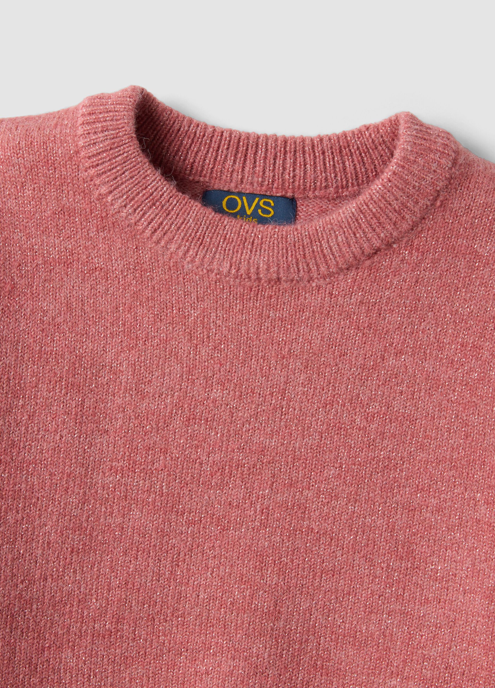 Pink stretch crew-neck jumper