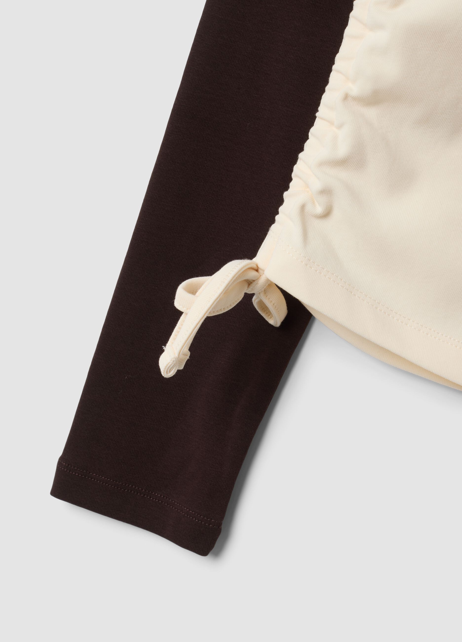 Beige stretch cotton crew-neck T-shirt