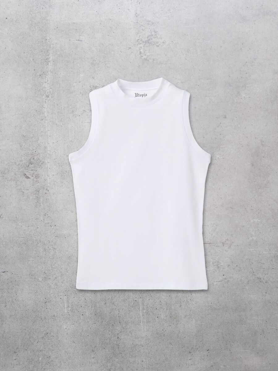 Mock Neck Tank Top White_5